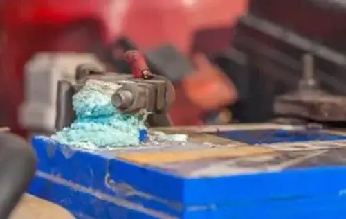 Corroded Battery Terminal with Blue Salt