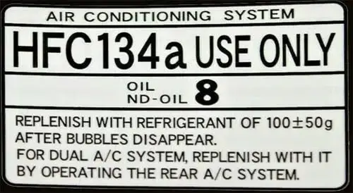 R-134a Warning Label