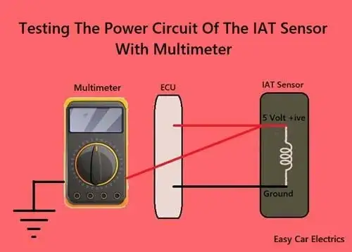 Testing The Power Circuit Of The IAT Sensor With Multimeter