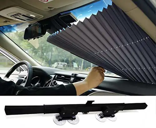 ECFAC Retractable Windshield Sun Shade for Car “23 To 27 Inch”: 