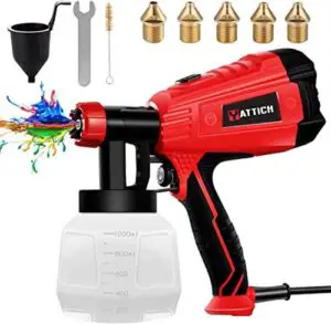 YATTICH Paint Sprayer, High Power HVLP Spray Gun, with 5 Copper Nozzles & 3 Patterns, Easy to Clean, for Furniture, Fence, Car, Bicycle, Chair etc. YT-191